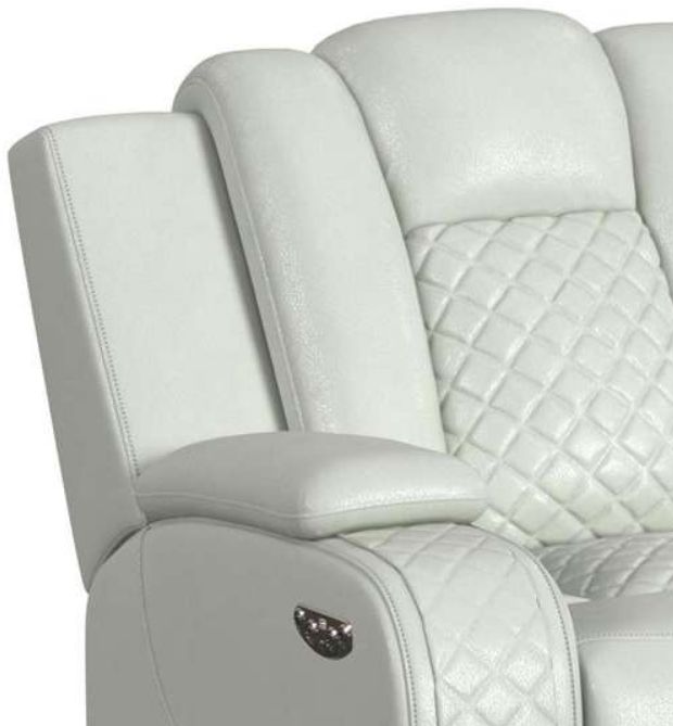 Elements International Carlo Pebble Oyster Power Recliner with Power Headrest-4