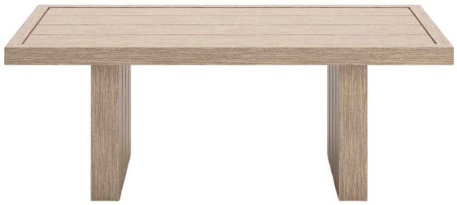 Signature Design by Ashley® Thunder Trails Beige/Light Gray Eucalyptus Rectangular Outdoor Cocktail Table-1