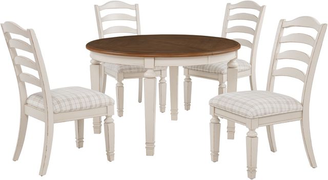 Powell® Stanbury 5-Piece Antique White/Brown Dining Set-0