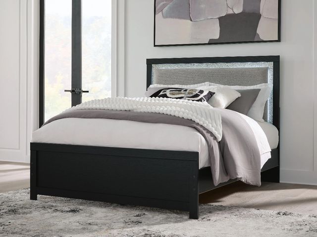 Signature Design by Ashley® Maeling Black Queen Upholstered Panel Bed-1