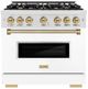ZLINE Classic Series Autograph Edition 36" Satin Stainless Steel Pro Style Dual Fuel Range with White Matte Door and Champagne Bronze Accents-0