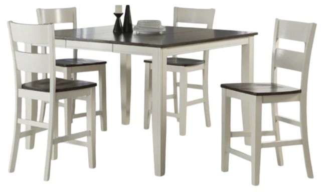 American Wholesale Furniture 5-Piece Gray Pub Dining Set with White Base-0