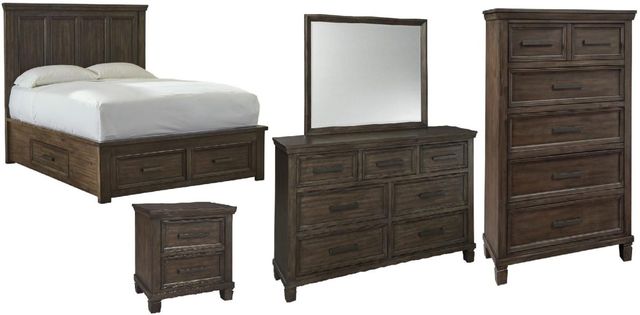 Signature Design by Ashley® Johurst 5-Piece Grayish Brown Queen Storage Panel Bed Set-0