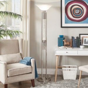 Mazin Furniture Lambart Satin Nickel/Glass Floor Lamp-2