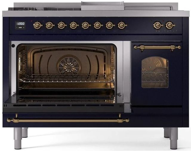 Ilve® Nostalgie II Series 48" Midnight Blue Pro Style Dual Fuel Range-2