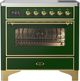 Ilve® Majestic III 36" Emerald Green Pro Style Induction Range with Triple Glass Door and Brass Trim-0