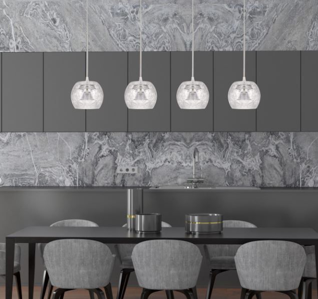 Cal® Lighting & Accessories Ithaca Brushed Steel/Crack Mini Pendant-2