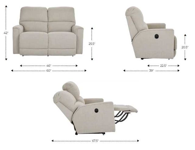 La-Z-Boy® Cade Oyster Leather Manual Reclining Loveseat-2