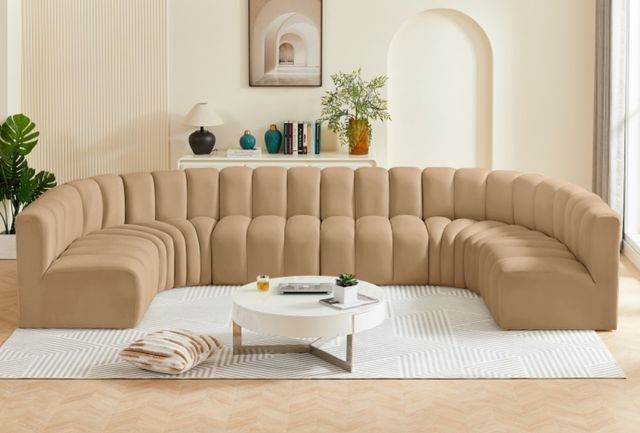 Meridian Furniture Arc 8-Piece Camel Velvet Sectional-3