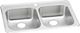 Elkay Celebrity® Brushed Satin 33" x 21-1/4" x 5-3/8" 1-Hole Equal Double Bowl Drop-In Sink-0