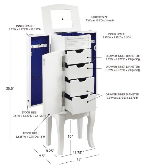 Powell® Whitney White Jewelry Armoire-3