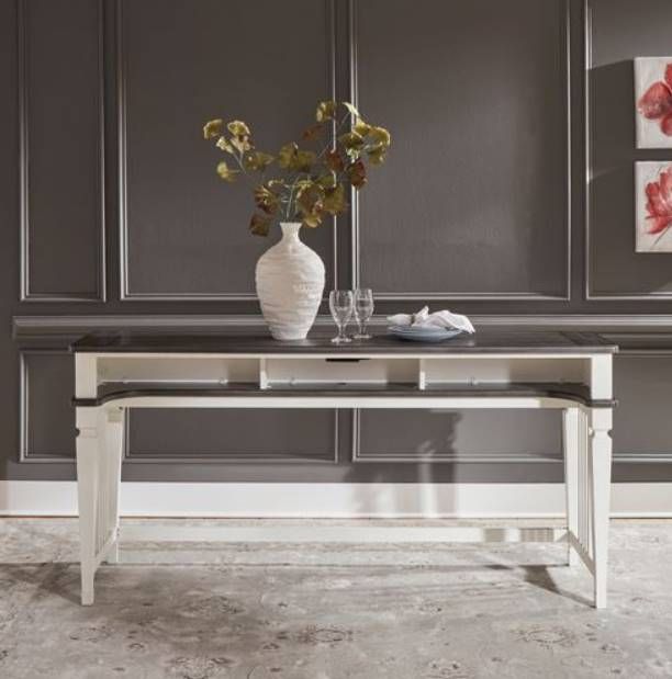 Liberty Furniture Allyson Park Charcoal Console Bar Table with Wirebrushed White Base-1