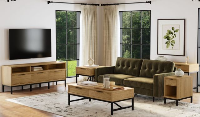 Intercon Newport Natural Oak Coffee Table with Black Base-1