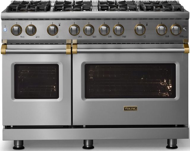 Viking® 5 Series 48" Stainless Steel Pro Style Gas (NG) Range with Brushed Brass Trim-3