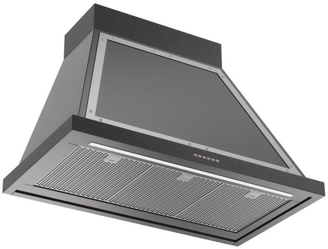 Ilve® Nostalgie II Noblesse 36" Glossy Black Wall Mounted Range Hood with Chrome Trim-1