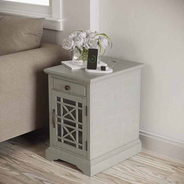 Jofran Inc. Craftsman Earl Gray Power Chairside Table-1
