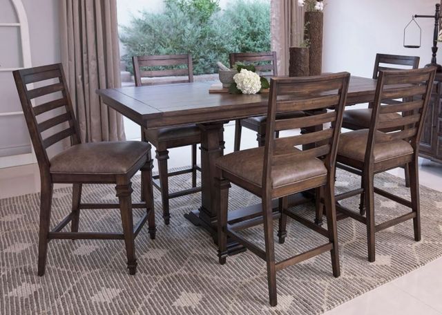 Coaster® Delphine 5-Piece Vintage Dark Pine Counter Height Dining Set-0