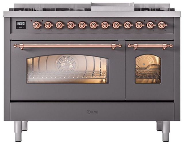 Ilve® Nostalgie II Series 48" Graphite Matte Pro Style Dual Fuel Range-1