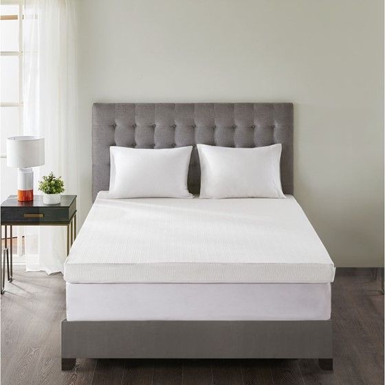 Olliix by Sleep Philosophy White Full 4" Gel Memory Foam with 3M Cover Mattress Topper-2