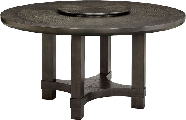 Crown Mark Jeffries Dark Brown Round Dining Table with Lazy Susan-0