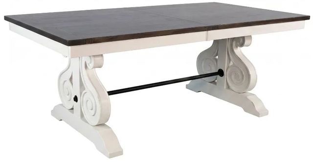 Sunny Designs™ Carriage House Charcoal Gray Trestle Table with Weathered Crème Frame-0