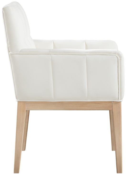Meridian Furniture Adrian Cream/Natural Leather Upholstered Dining Arm Chair-2