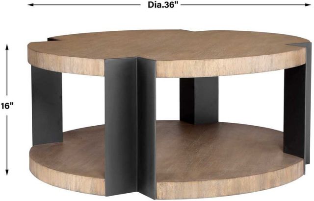 Uttermost® Loana Brown Coffee Table with Matte Black Base-2
