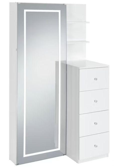 Elements International Vancouver White Floor Mirror with Storage-0