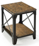 Magnussen Home® Pinebrook Distressed Natural Pine Small End Table with Black Metal Frame-0