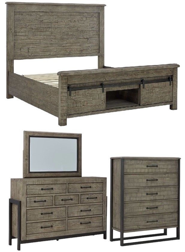 Signature Design by Ashley® Brennagan 4-Piece Gray King Storage Panel Bed Set-0