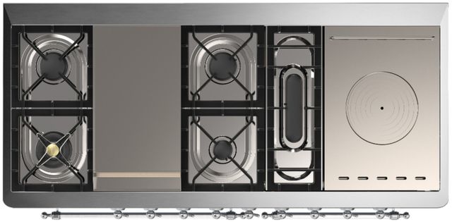 Ilve® Majestic III 60" Graphite Matte Pro Style Dual Fuel Liquid Propane Range with French Top and Chrome Trim-3