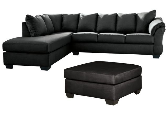 Signature Design by Ashley® Darcy 2-Piece Black Sectional with Ottoman-0