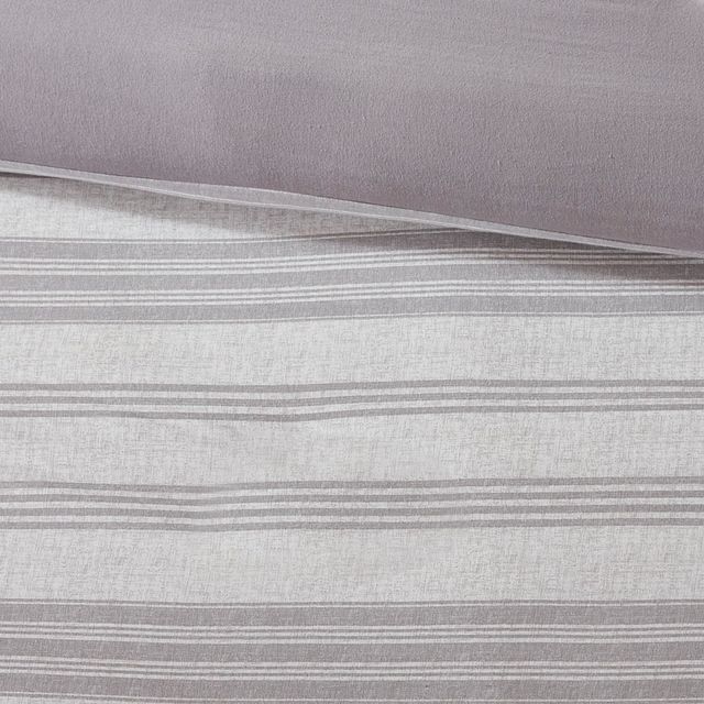 Olliix by Urban Habitat Grey Twin/Twin XL Cole Stripe Print Ultra Soft Cotton Blend Jersey Knit Duvet Cover Set-4