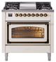 Ilve® Nostalgie II Noblesse 36'' Antique White Pro Style Dual Fuel Range with Burnished Trim-0