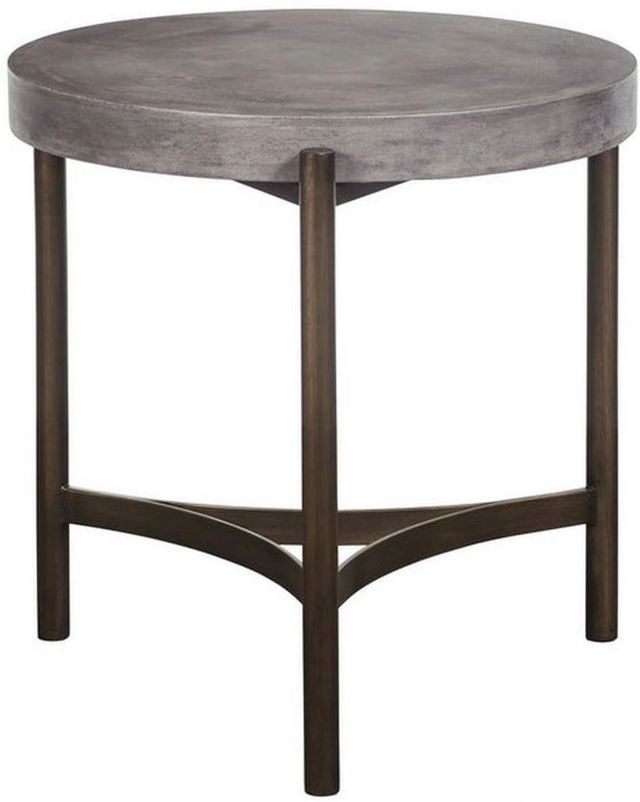 Modus Furniture Lyon Gray End Table with Brushed Bronze Base-0