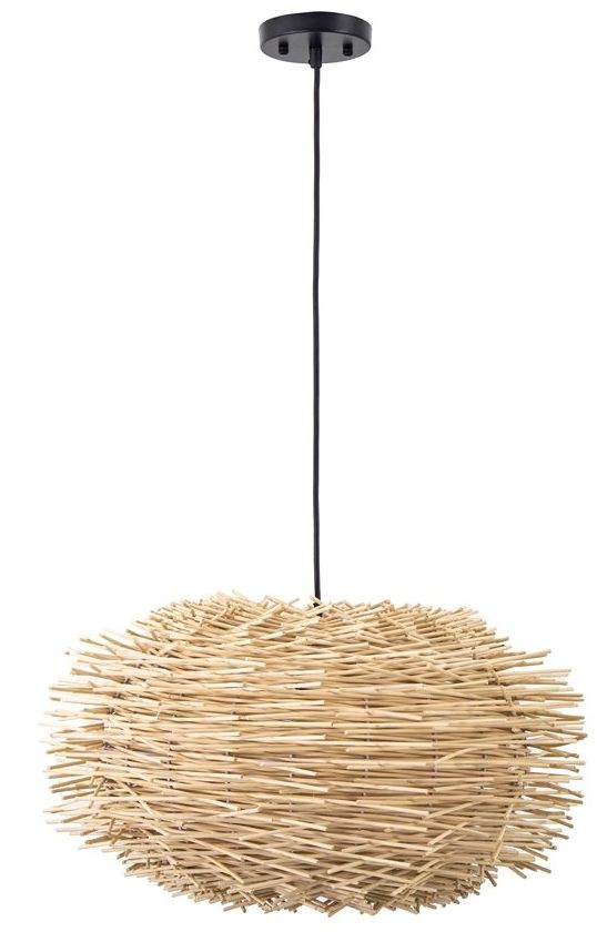 YHD Pua Wicker Beige 1-Light Large Pendant Lighting-0