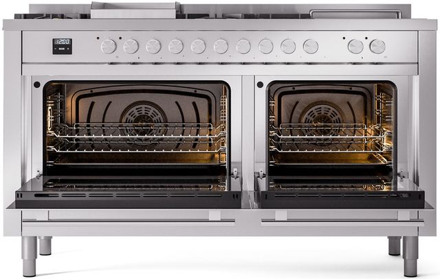 Ilve® Professional Plus II 60" Stainless Steel Pro Style Dual Fuel Range-1