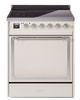Ilve® Nostalgie II Noblesse 30'' Antique White Pro Style Induction Range with Chrome Trim-0