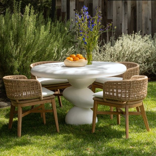 Dovetail Furniture Serenade White Concrete Outdoor Dining Table-1