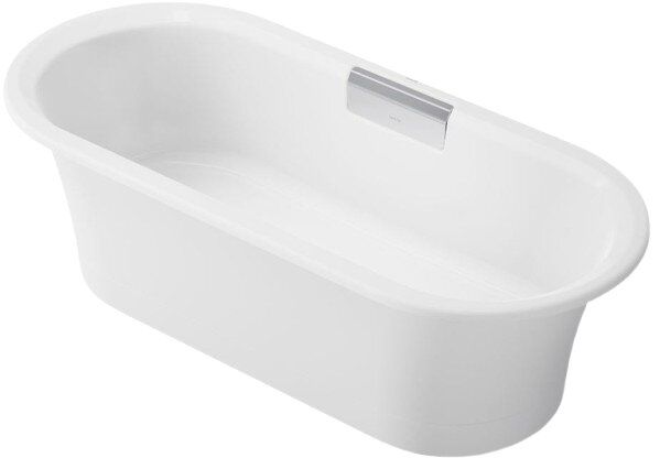 KOHLER® Volute® White 63" x 28.38" Oval Freestanding Bath with Base-0