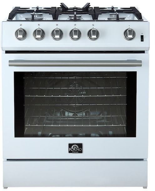 Clearance FORNO® Leonardo Espresso 30" White Pro Style Gas Range-2