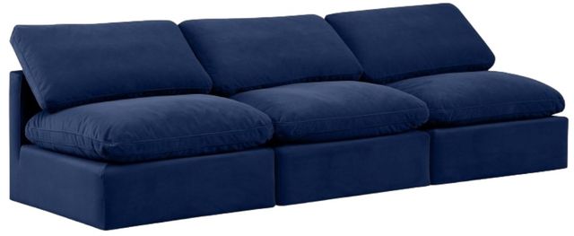 Meridian Furniture Indulge 3-Piece Navy Velvet Armless Sofa -0