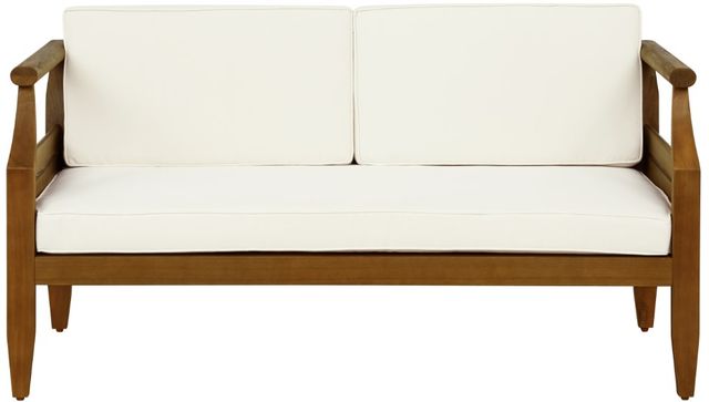 Linon Corolla Brown/Beige Acacia/Fabric Outdoor Conversation Set-2