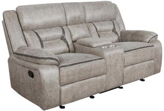 Coaster® Greer Taupe Reclining Upholstered Tufted Back Glider Loveseat