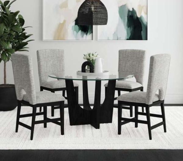 Modern dining table paired with stylish seating and contemporary lighting Modern dining table paired with stylish seating and contemporary lighting