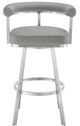 Armen Living Magnolia Brushed Stainless Steel/Light Grey 30'' Barstool-1