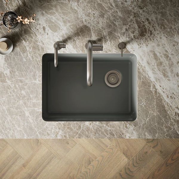 KOHLER® Riverby® Thunder Gray 27" Undermount Single-Bowl Kitchen Sink-2