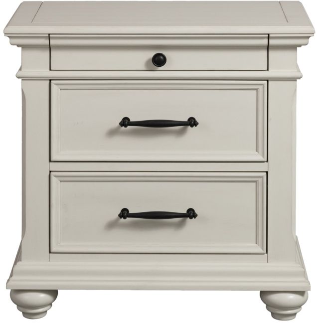 Elements International Slater Antique White Nightstand-1