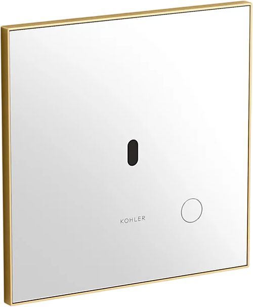 KOHLER® Mach Flex™ White/Vibrant Brushed Moderne Brass Glass Faceplate for Concealed Touchless Toilet Flushometer, Dual-Flush (1.1 / 1.28 Gpf)-0