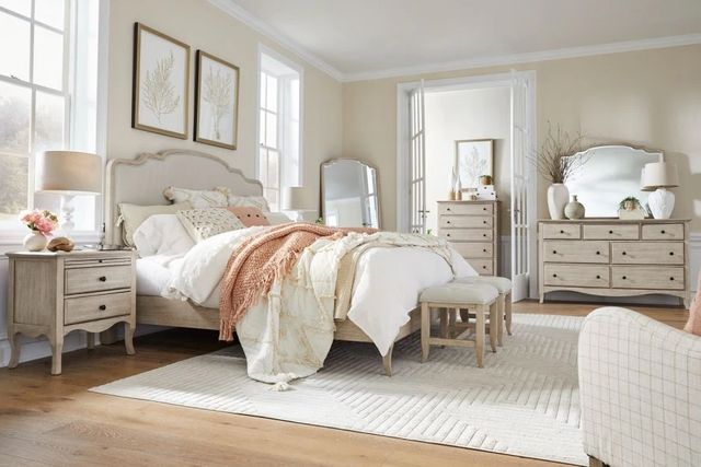aspenhome® Provence Linen Queen Upholstered Panel Bed-0
